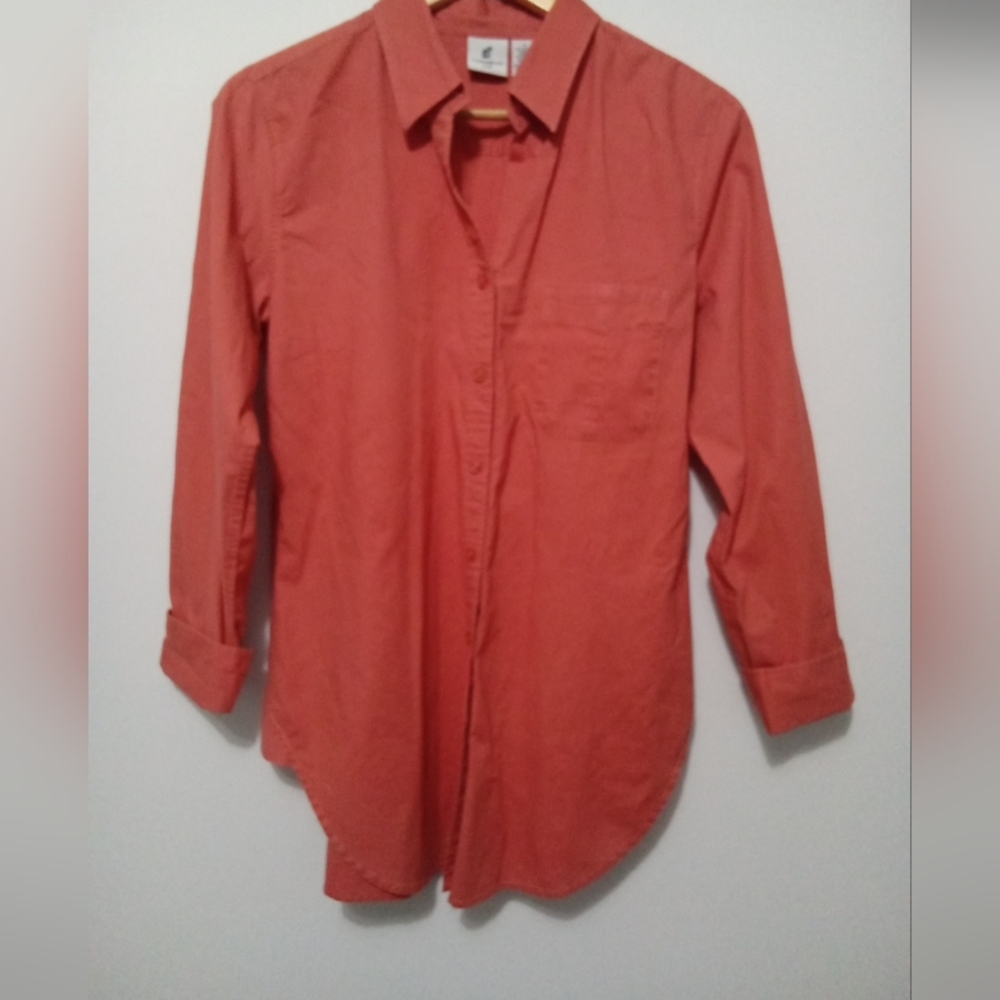 Caribbean Joe Women's Coral Long Sleeve Button Down Shirt - Size Medium - Picture 2 of 7